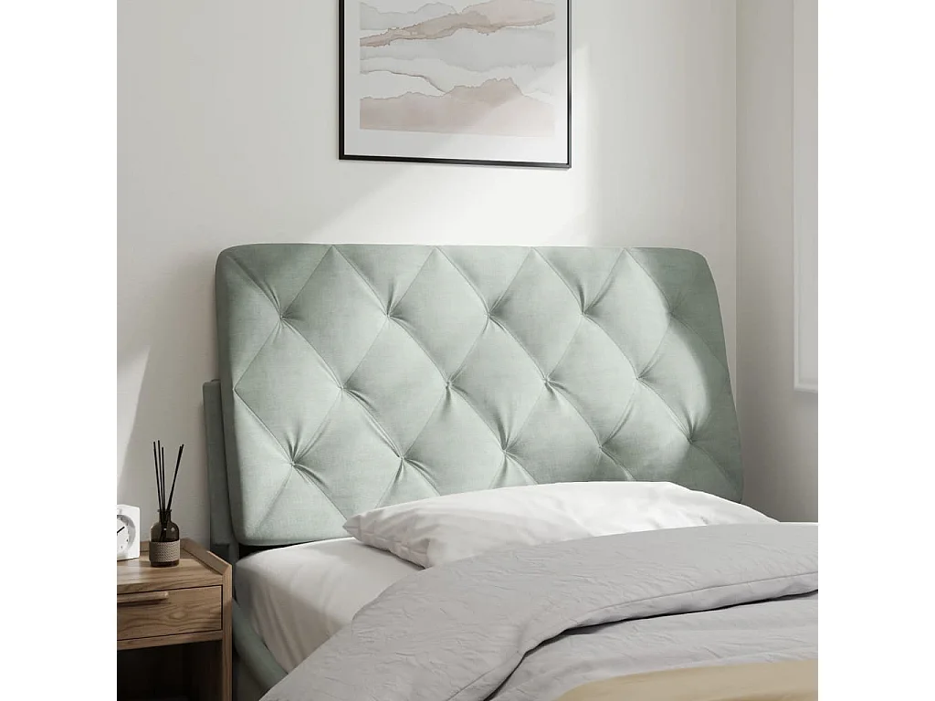 Coussin de tête de lit gris clair 100cm velours