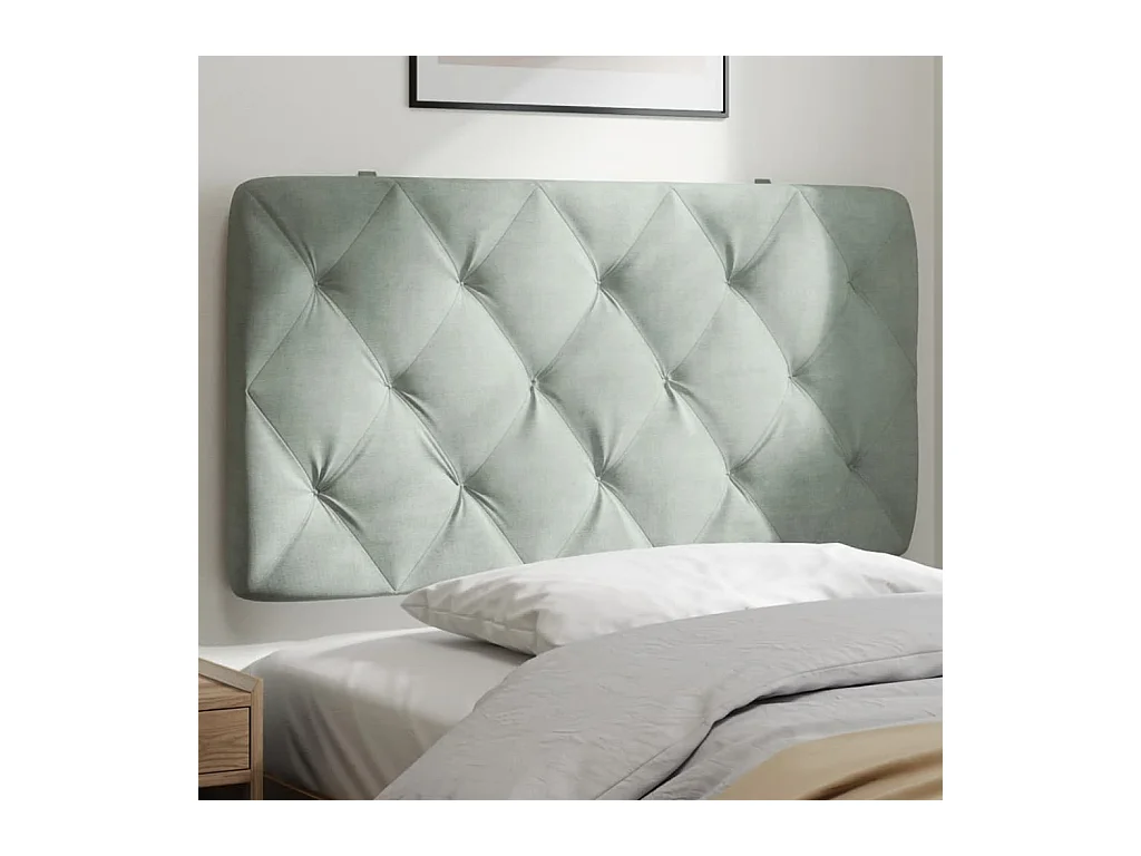 Coussin de tête de lit gris clair 100cm velours