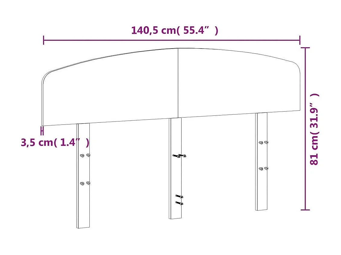 Tête de lit marron 135cm bois massif de pin