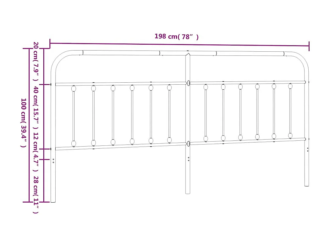 Tête de lit métal noir 193cm