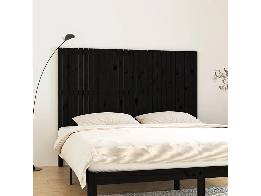Tête de lit murale Noir 185x3x110 Bois massif de pin