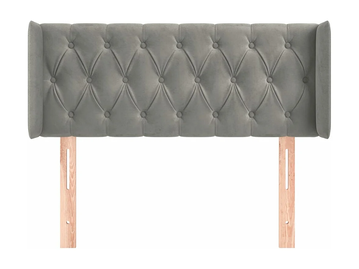 Tête de lit avec oreilles Gris clair 103x16x78-88 Velours
