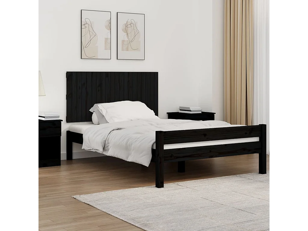 Tête de lit murale Noir 127,5x3x60 Bois massif de pin