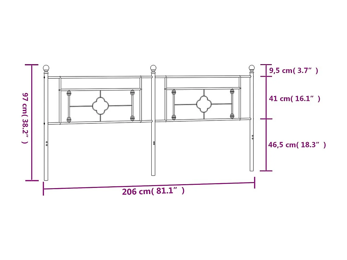 Tête de lit métal blanc 200cm