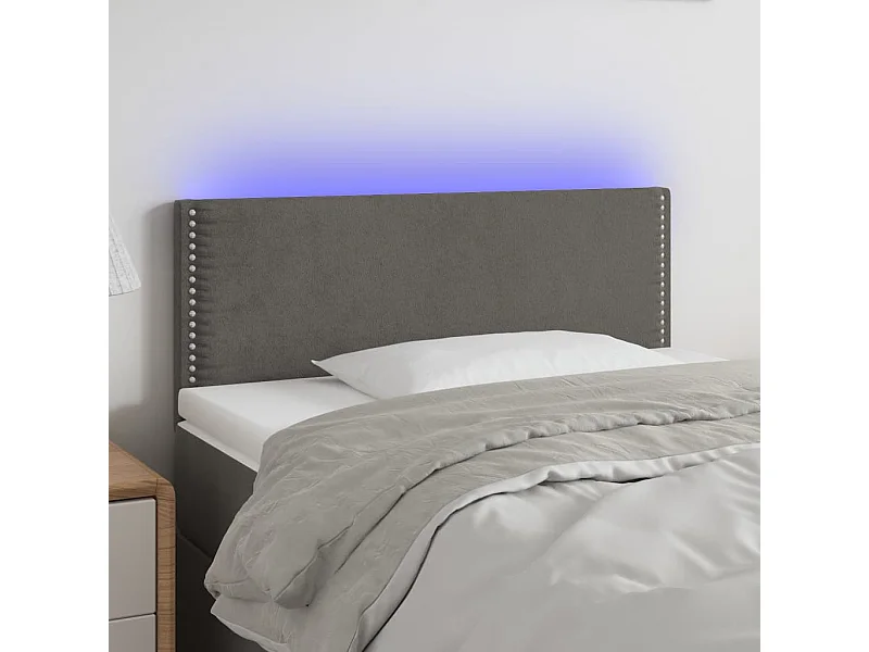 Tête de lit à LED Gris foncé 100x5x78-88 Velours