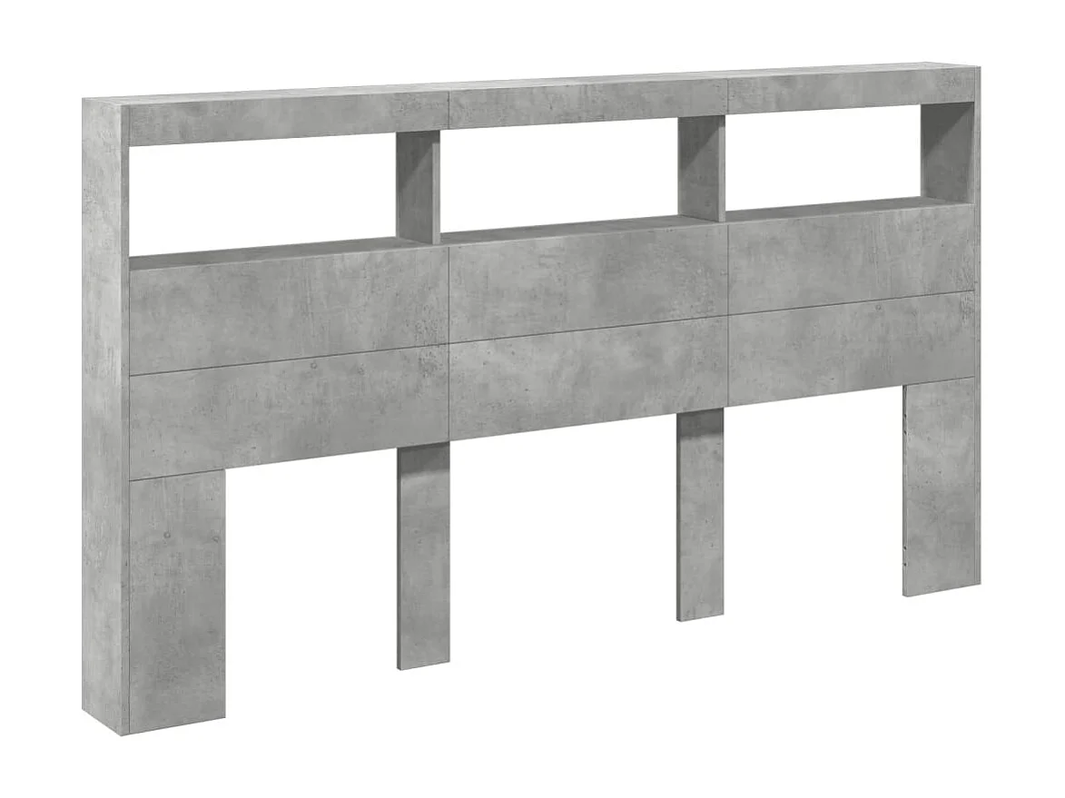 Armoire tête de lit avec LED gris béton 180x17x102