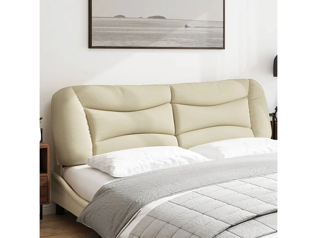 Coussin de tête de lit crème 180cm tissu