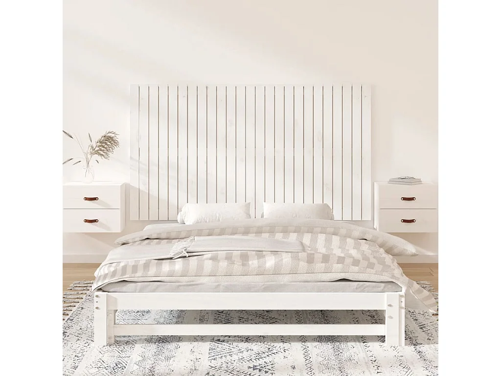 Tête de lit murale Blanc 159,5x3x90 Bois massif de pin