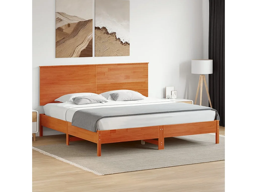 Tête de lit marron 180cm bois massif de pin