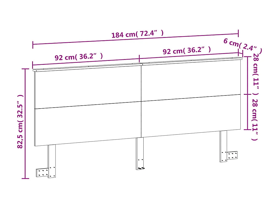 Tête de lit marron 180cm bois massif de pin