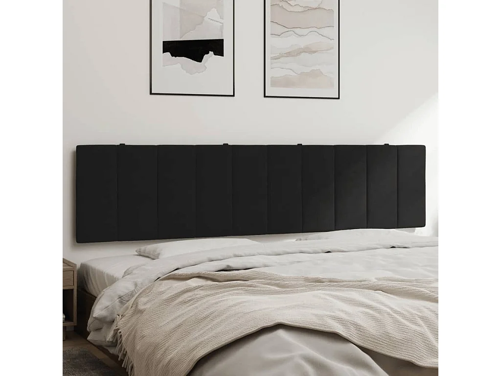 Coussin de tête de lit noir 200cm velours