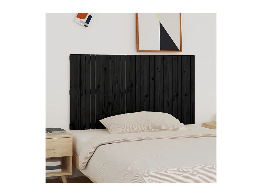 Tête de lit murale Noir 166x3x90 Bois massif de pin