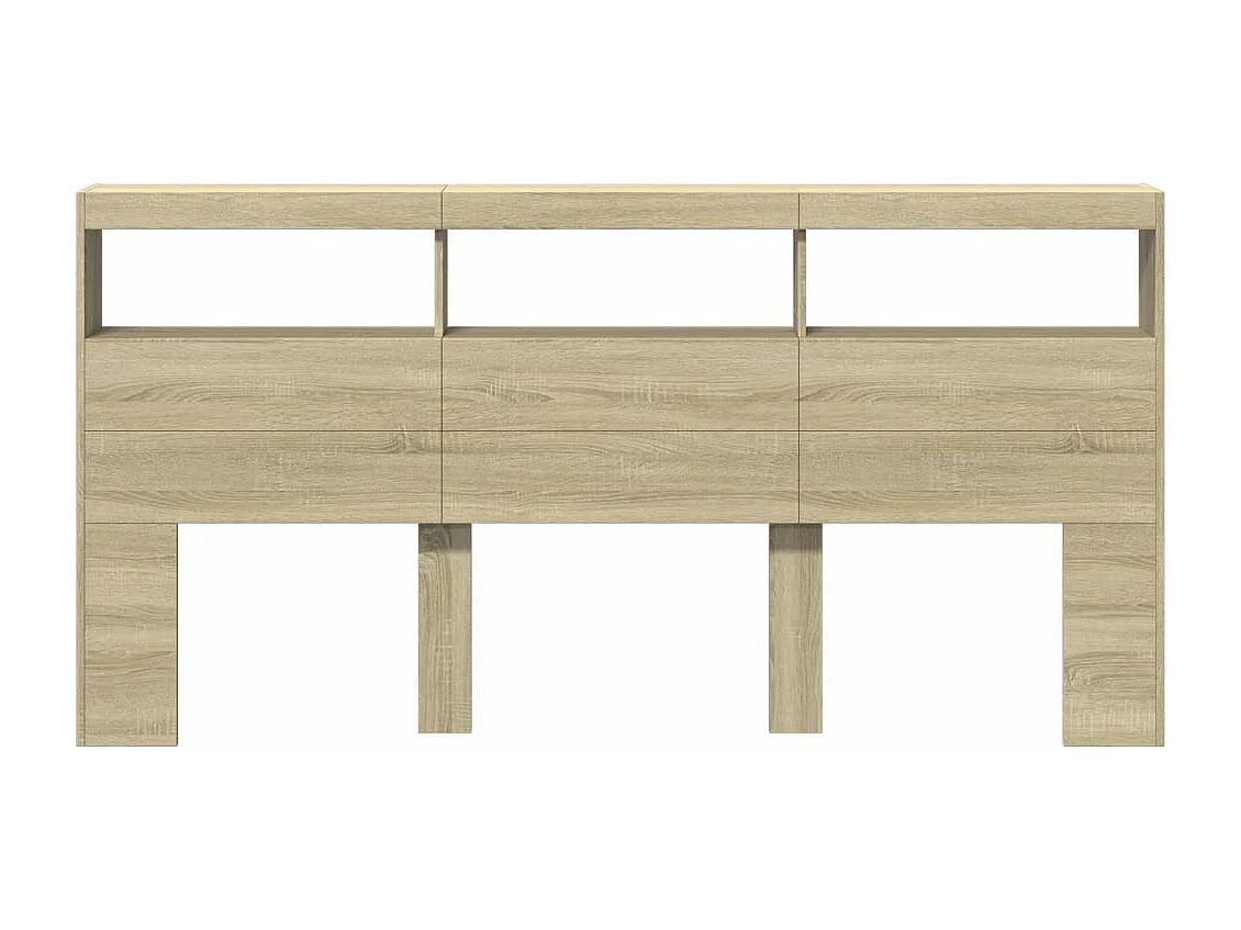 Armoire tête de lit avec LED chêne sonoma 200x17x102