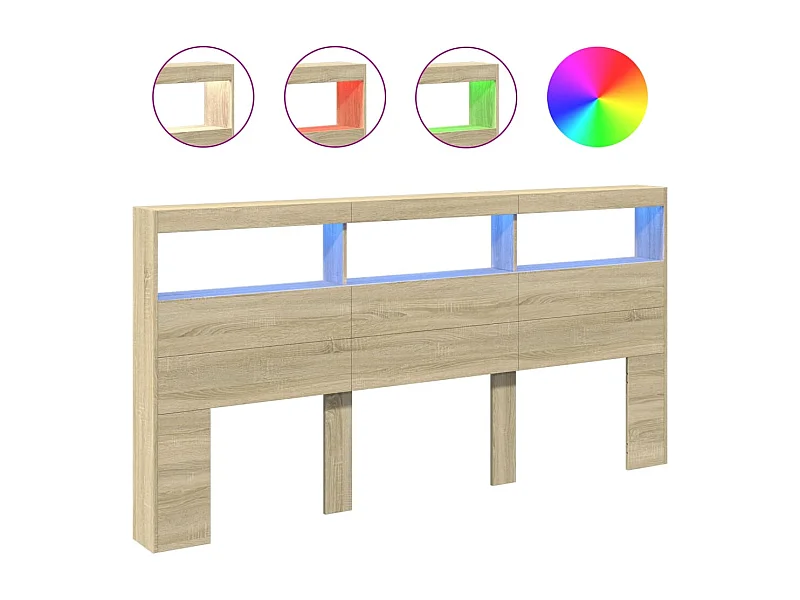 Armoire tête de lit avec LED chêne sonoma 200x17x102