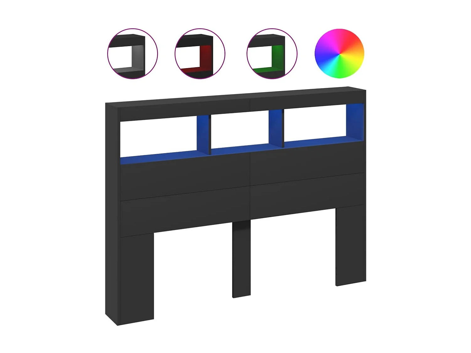 Armoire tête de lit avec LED noir 140x17x102