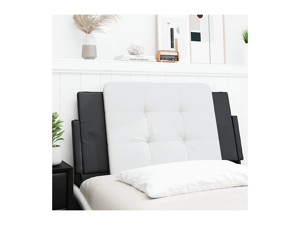 Coussin de tête de lit noir et blanc 100cm similicuir