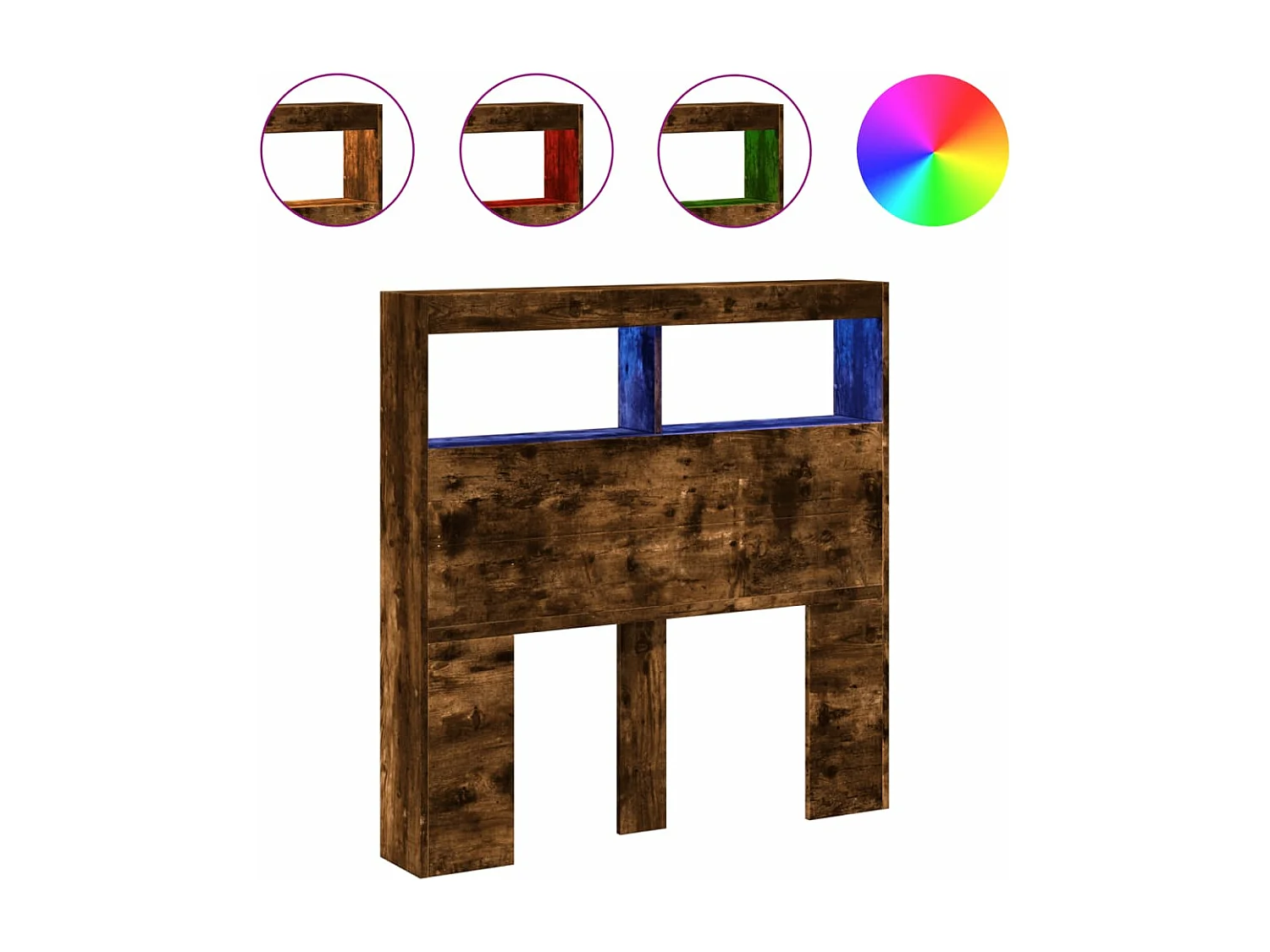 Armoire tête de lit avec LED chêne fumé 100x17x102