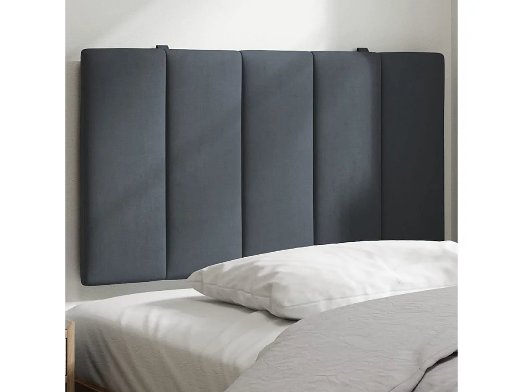 Coussin de tête de lit gris foncé 80cm velours