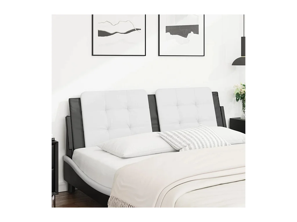 Coussin de tête de lit blanc et noir 160cm similicuir