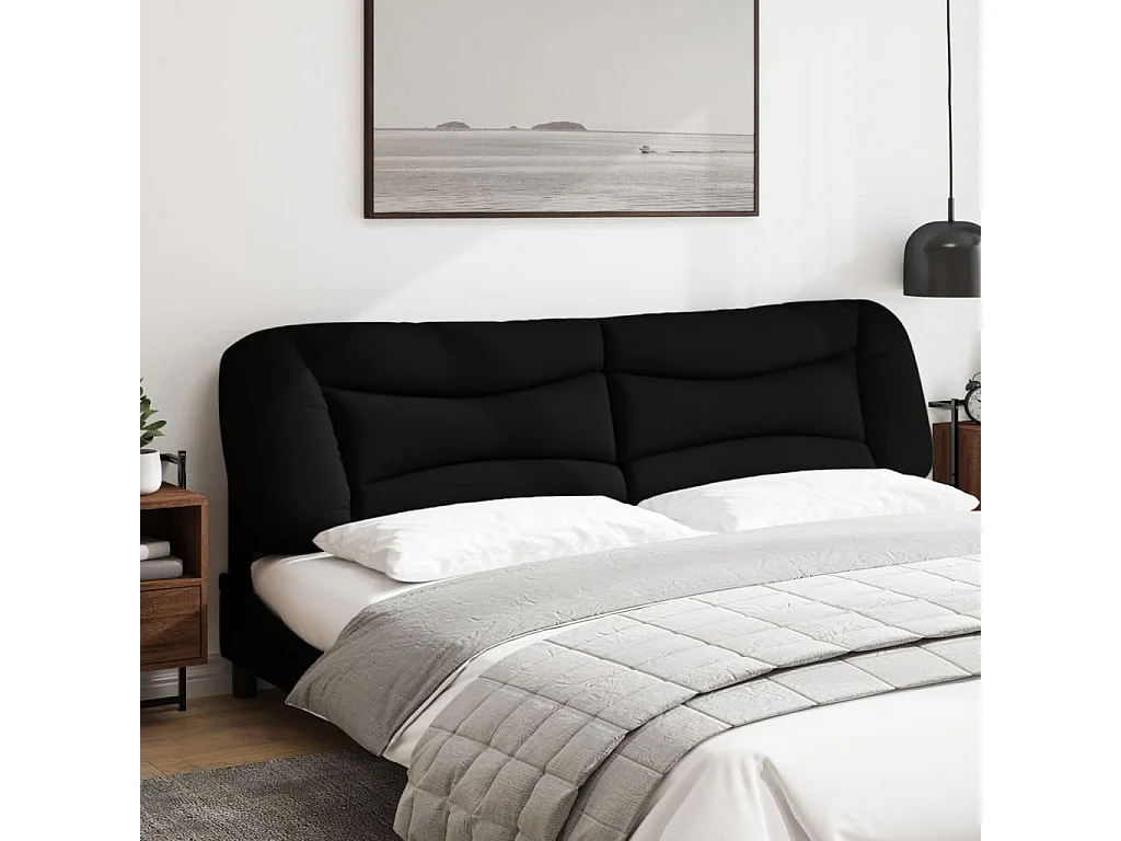Coussin de tête de lit noir 200cm tissu
