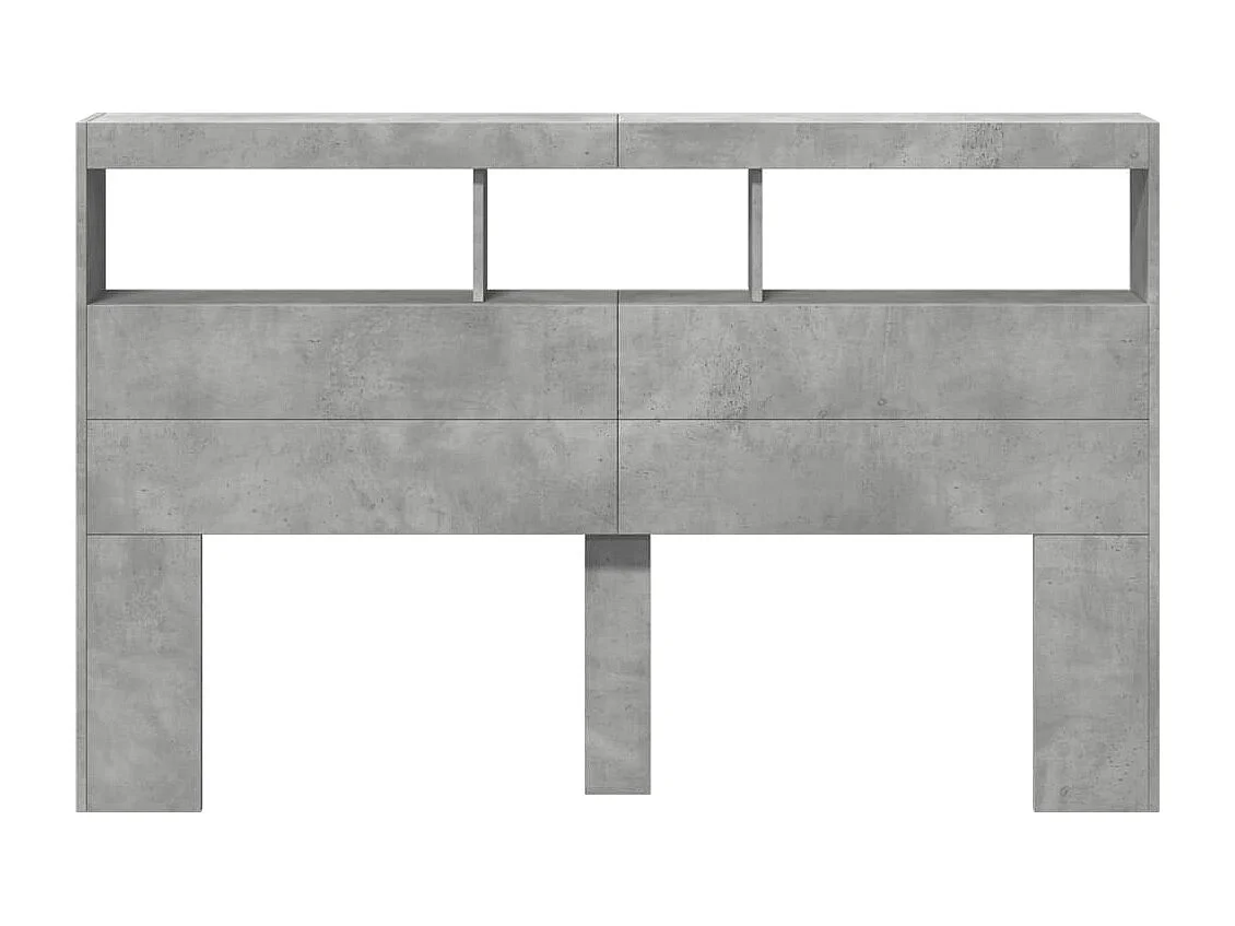 Armoire tête de lit avec LED gris béton 160x17x102