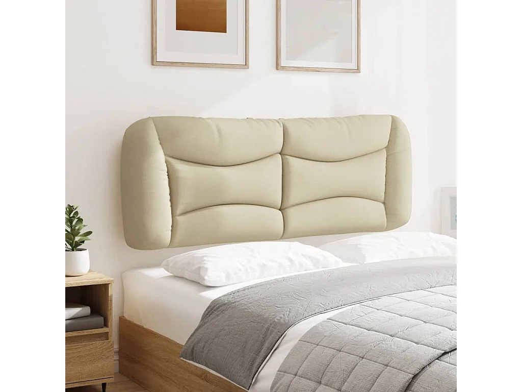 Coussin de tête de lit crème 120cm tissu
