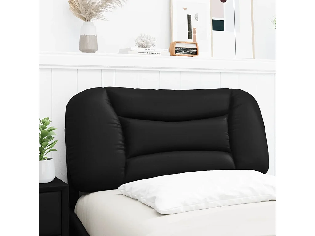 Coussin de tête de lit noir 80cm similicuir