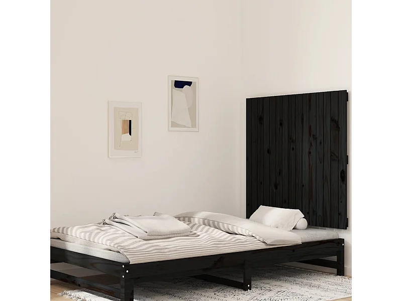 Tête de lit murale Noir 95,5x3x90 Bois massif de pin