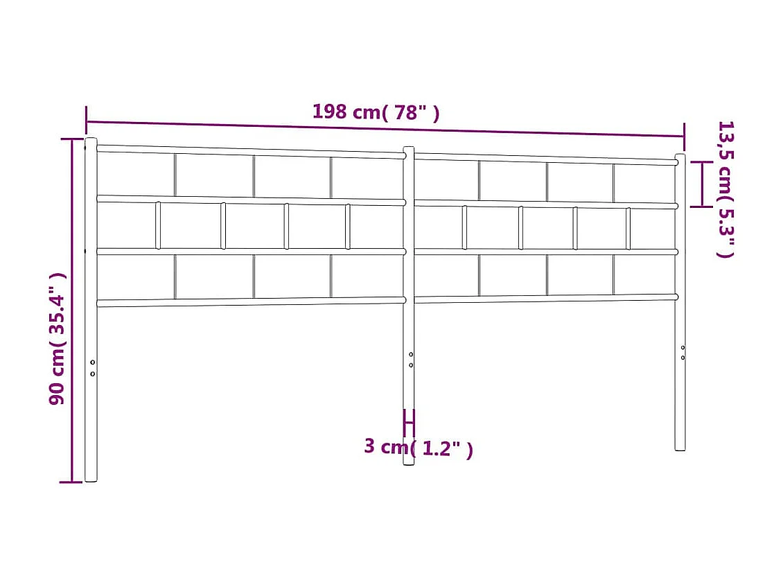 Tête de lit métal blanc 193cm