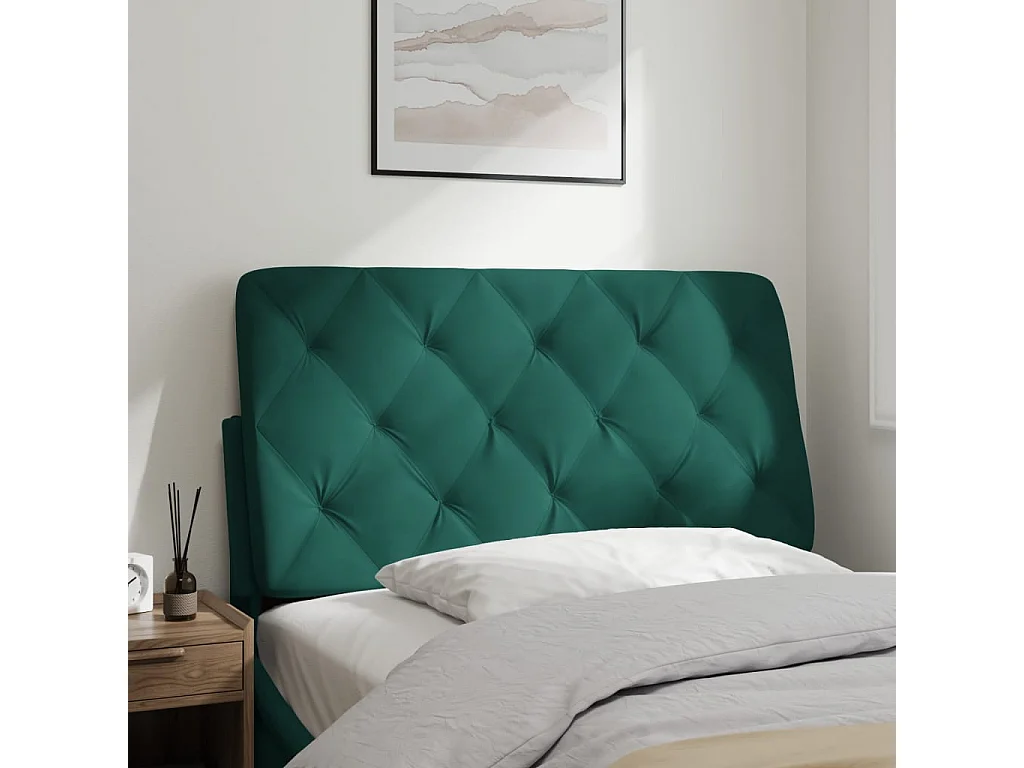 Coussin de tête de lit vert foncé 100cm velours