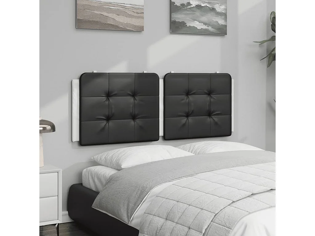 Coussin de tête de lit noir et blanc 140cm similicuir