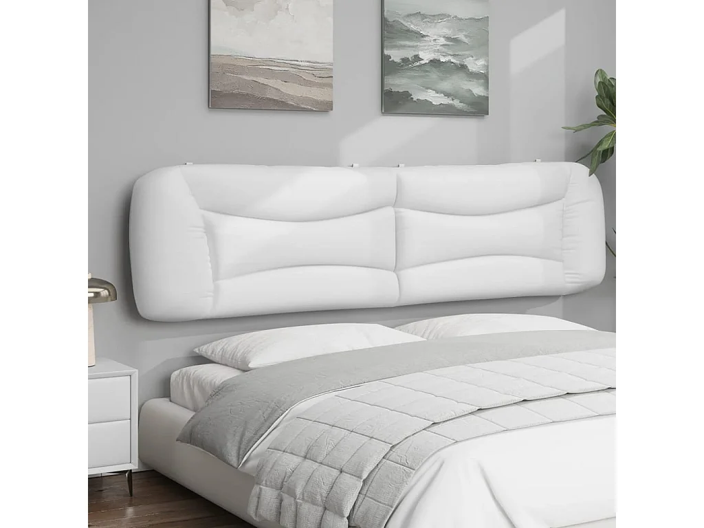 Coussin de tête de lit blanc 200cm similicuir