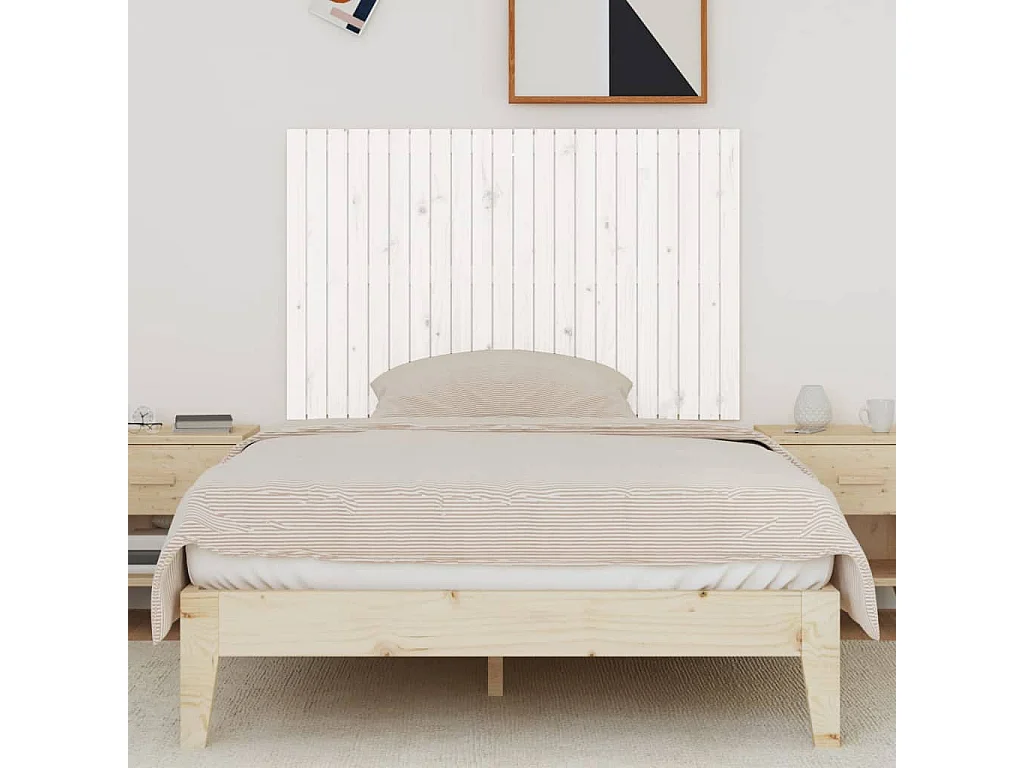 Tête de lit murale Blanc 140x3x90 Bois massif de pin