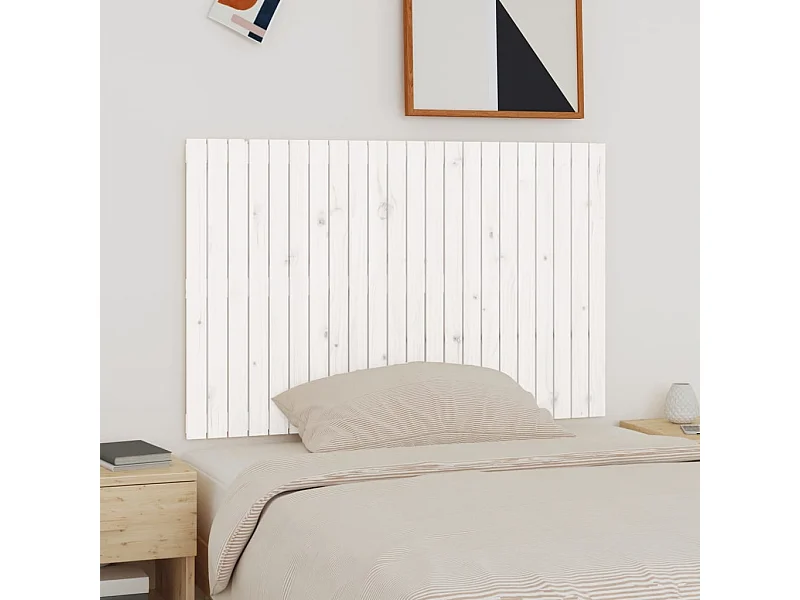 Tête de lit murale Blanc 140x3x90 Bois massif de pin