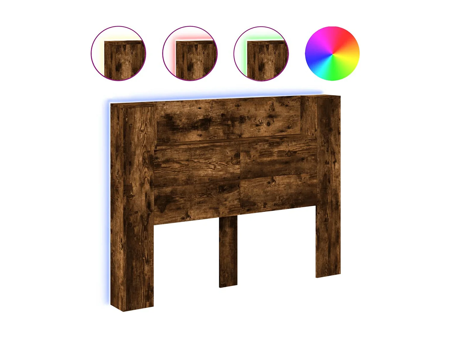 Armoire tête de lit avec LED chêne fumé 140x16,5x103,5