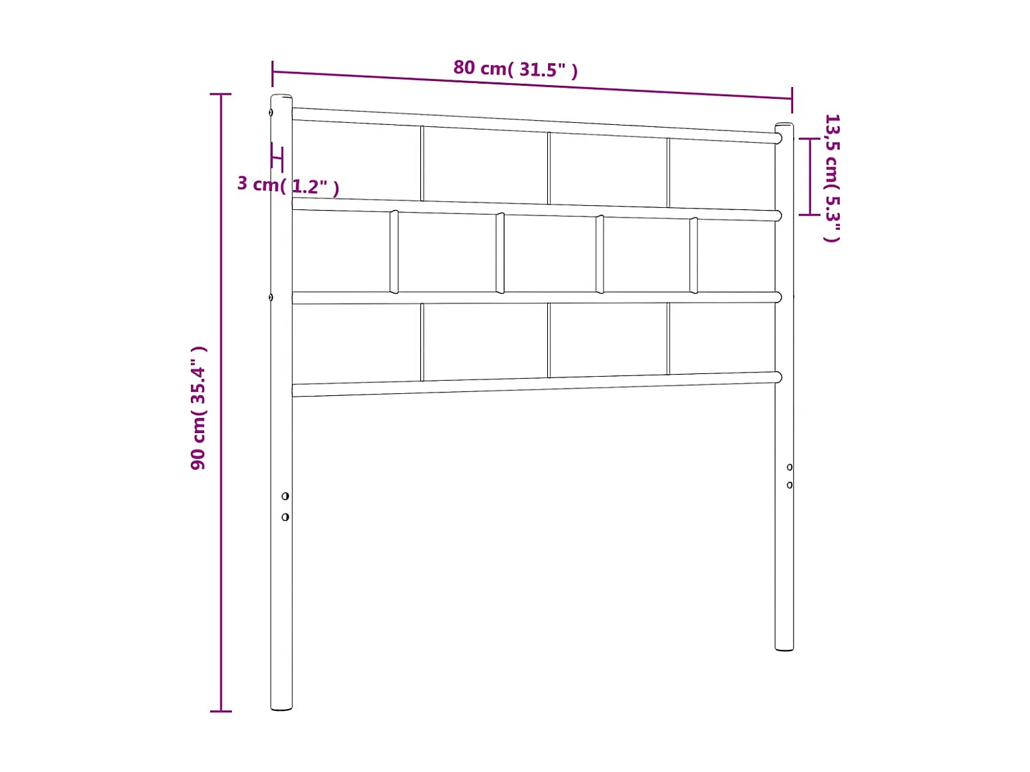 Tête de lit métal blanc 75cm
