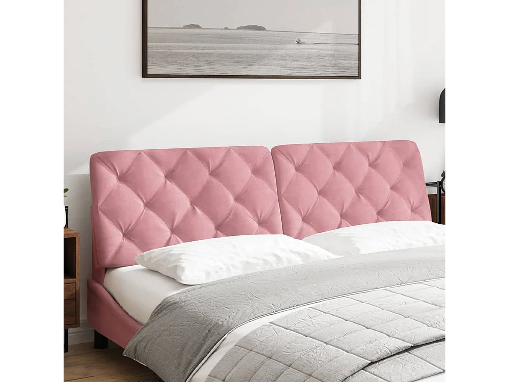 Coussin de tête de lit rose 180cm velours