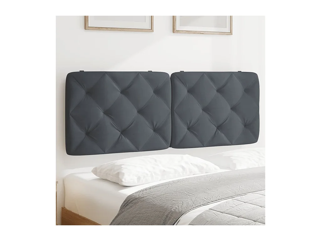 Coussin de tête de lit gris foncé 140cm velours