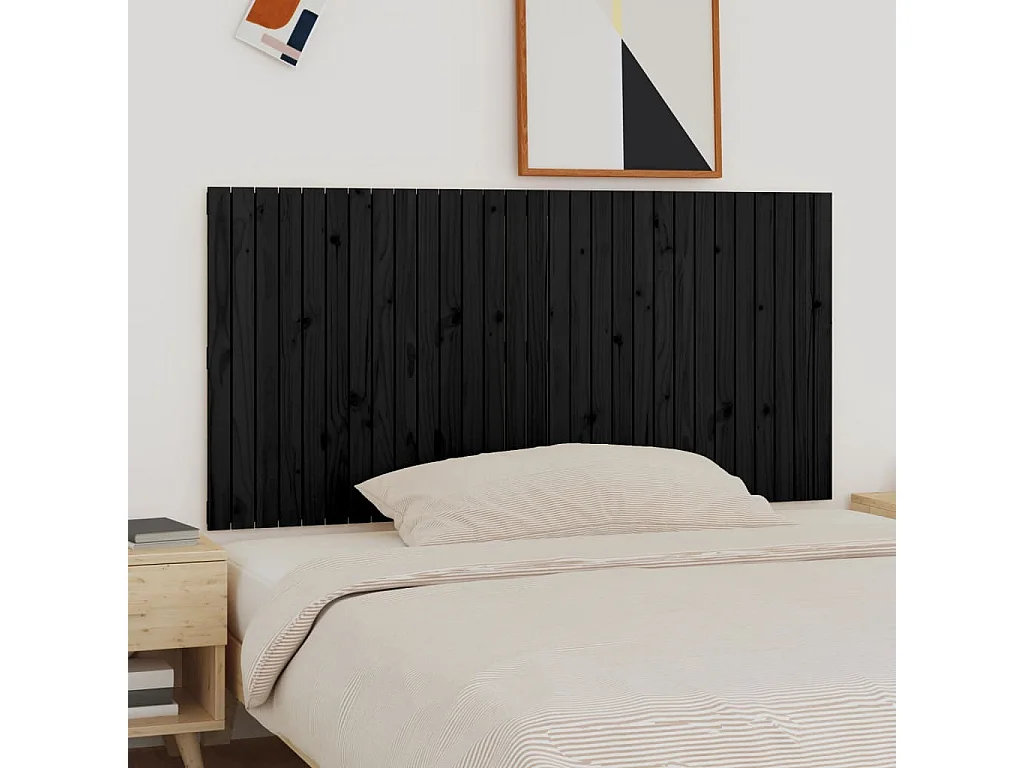 Tête de lit murale Noir 185x3x90 Bois massif de pin