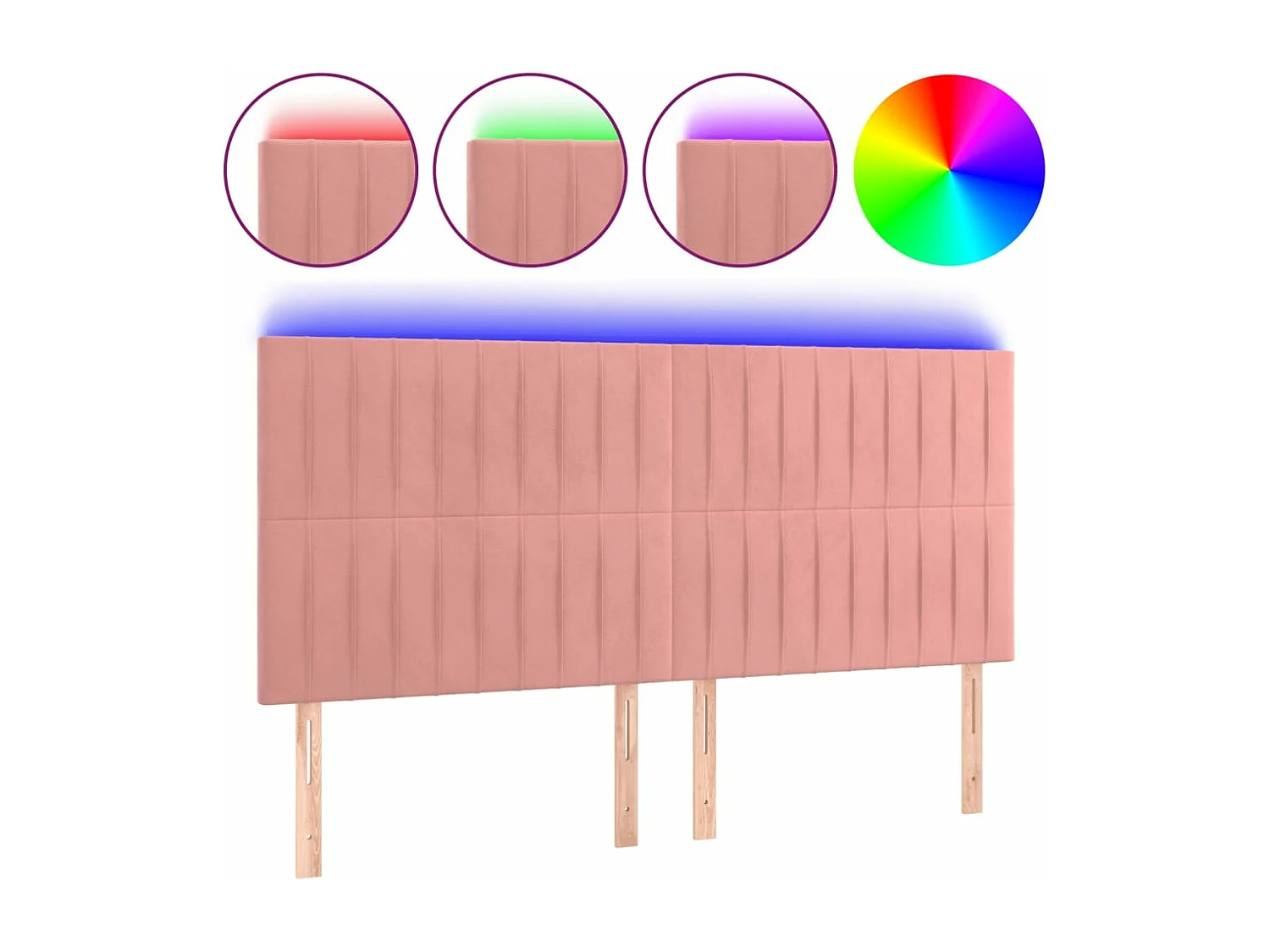 Tête de lit à LED Rose 200x5x118-128 Velours