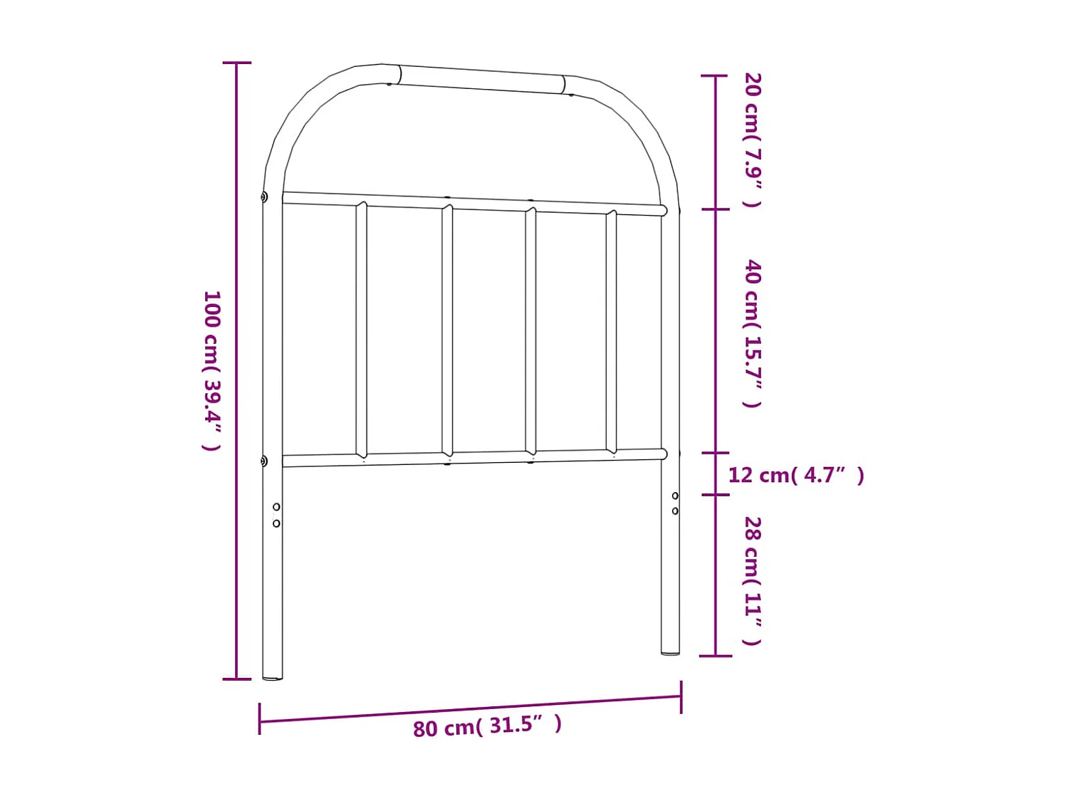 Tête de lit métal blanc 75cm