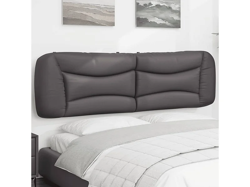 Coussin de tête de lit gris 180cm similicuir