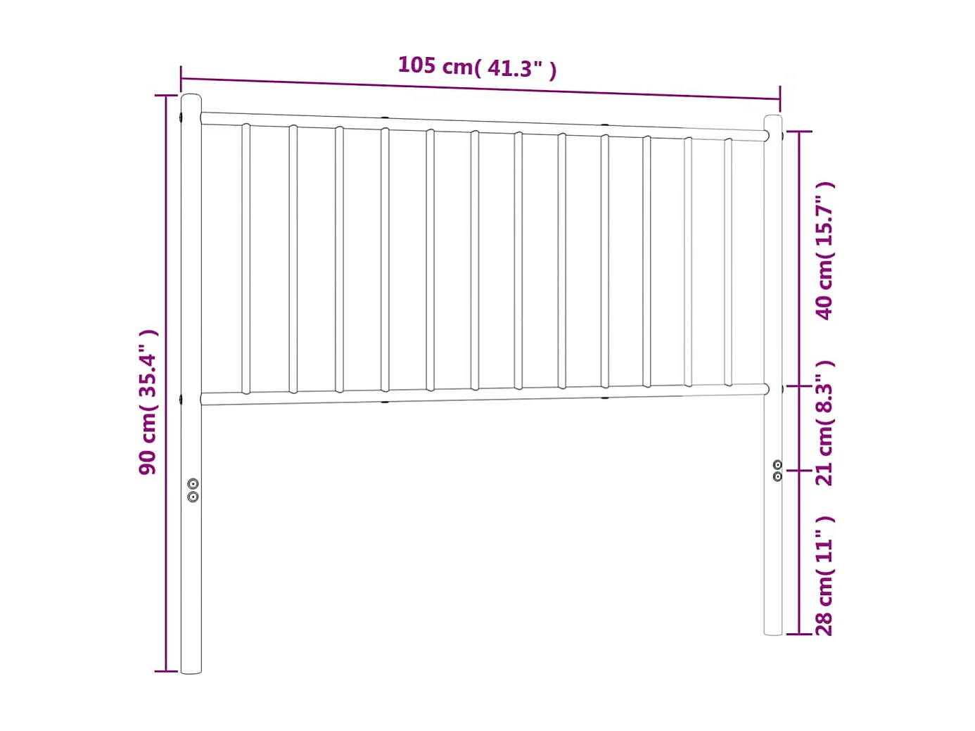 Tête de lit métal blanc 100cm
