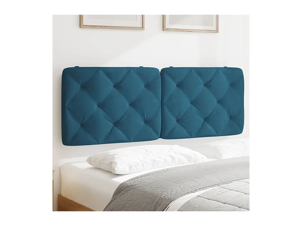 Coussin de tête de lit bleu 140cm velours