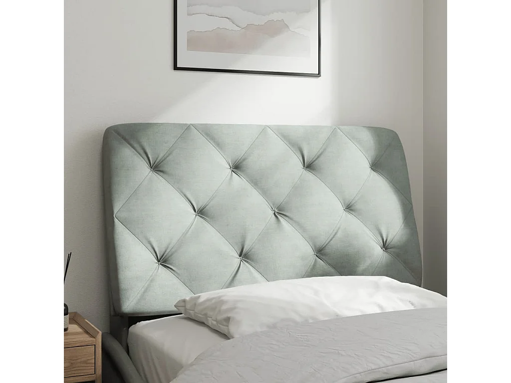 Coussin de tête de lit gris clair 90cm velours