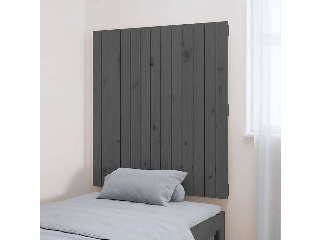 Tête de lit murale Gris 82,5x3x90 Bois massif de pin