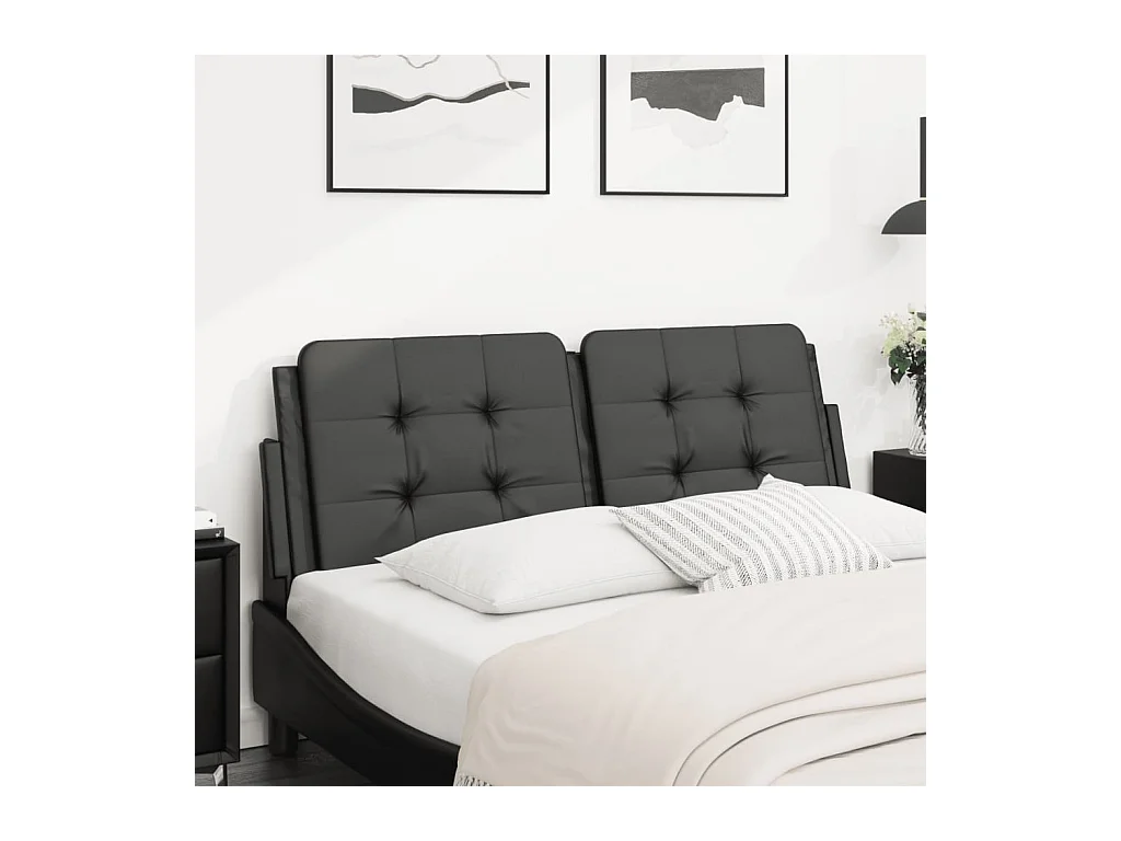 Coussin de tête de lit noir 140cm similicuir