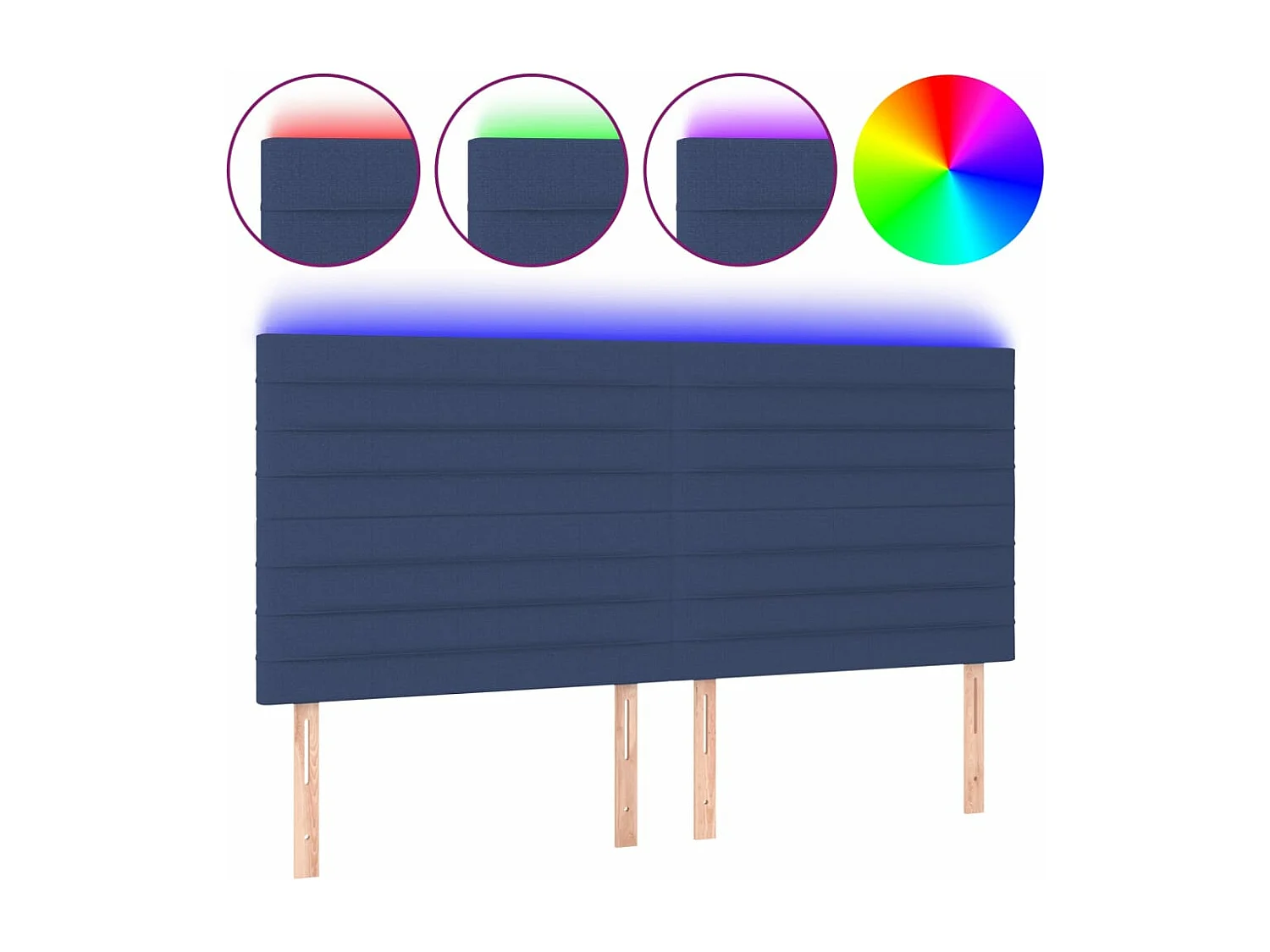 Tête de lit à LED Bleu 180x5x118-128 Tissu