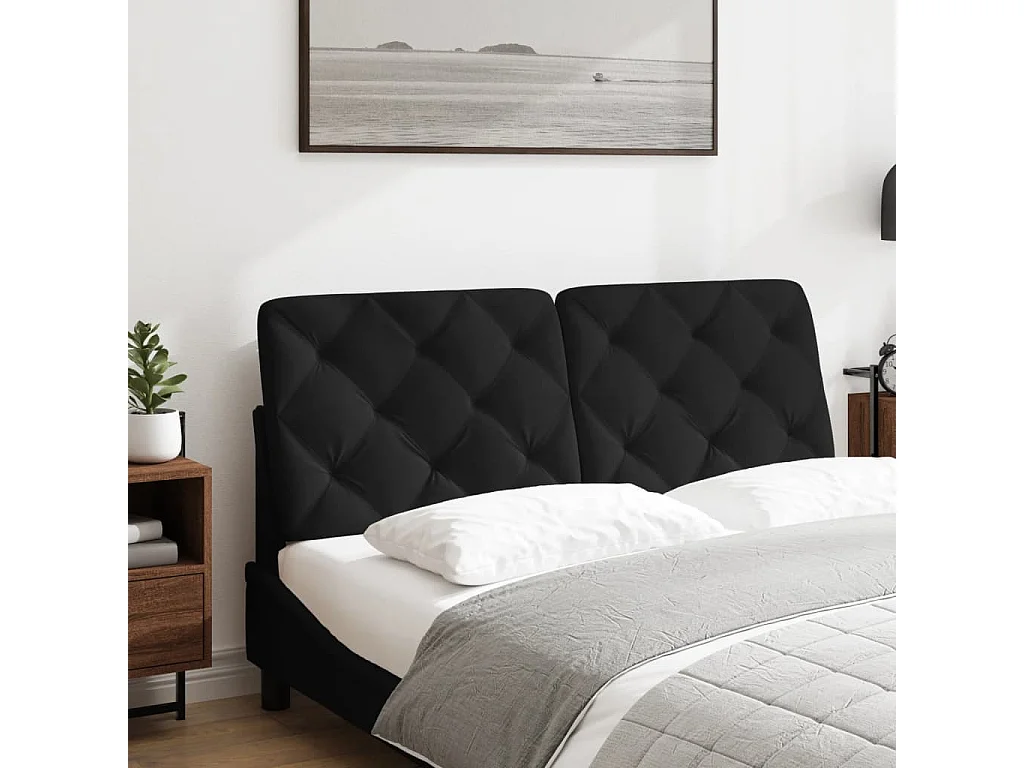 Coussin de tête de lit noir 140cm velours