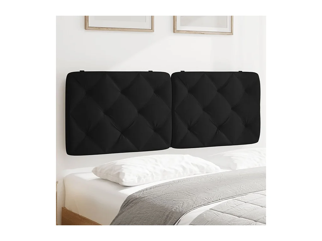 Coussin de tête de lit noir 140cm velours